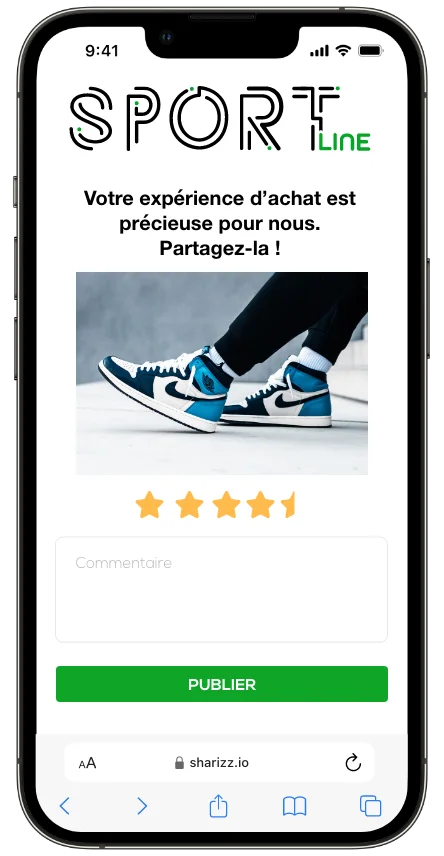 Sharizz permet de noter un produit